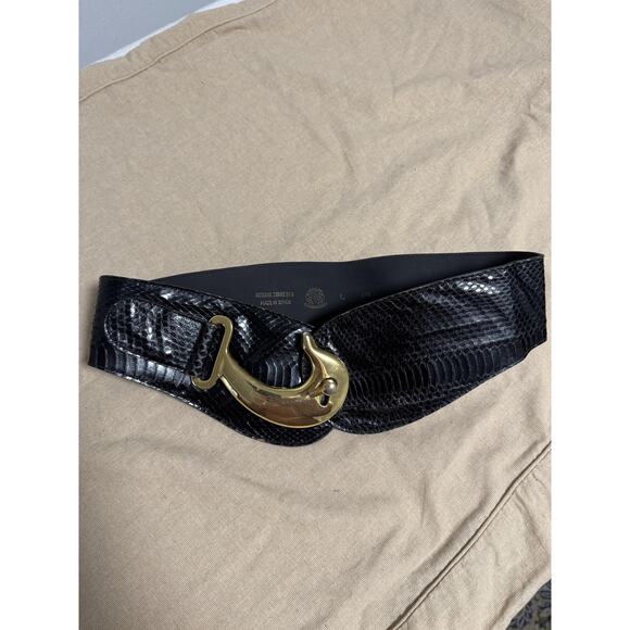 Creaciones Grau Belt Womens Large Black Genuine Snake Skin Dolphin Buckle Spain main image 12